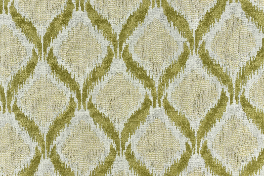 Heavy Weight Green Ikat Lattice Geometric Upholstery Fabric|Vintage Ethnic Style Furniture Fabric|Boho Tribal Pattern for Chairs, Pillows