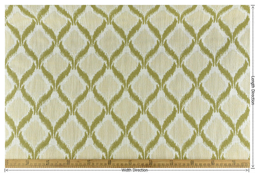 Heavy Weight Green Ikat Lattice Geometric Upholstery Fabric|Vintage Ethnic Style Furniture Fabric|Boho Tribal Pattern for Chairs, Pillows