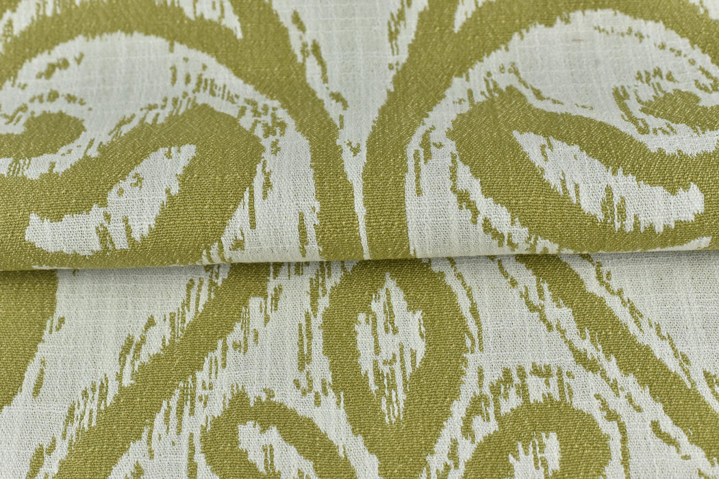 Heavy Weight Green Ikat Lattice Geometric Upholstery Fabric|Vintage Ethnic Style Furniture Fabric|Boho Tribal Pattern for Chairs, Pillows