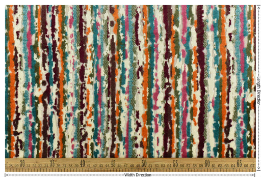 Heavyweight Multi-Colored Cut Velvet Upholstery Fabric|Modern Abstract Raised Stripe in Purple Pink Olive Green Furniture Fabric for Chairs