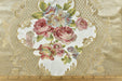 Clearance Sale!Heavy Weight Antique Pink Green Rose Floral Embroidered Cream Cut Velvet Fabric For Chair|Luxury Botanical Upholstery Fabric