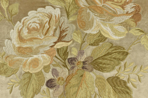 Clearance Sale!Heavy Weight Vintage Pink Cream Purple Rose Floral Embroidered Cut Velvet Upholstery Fabric|Luxury Fabric For Furniture