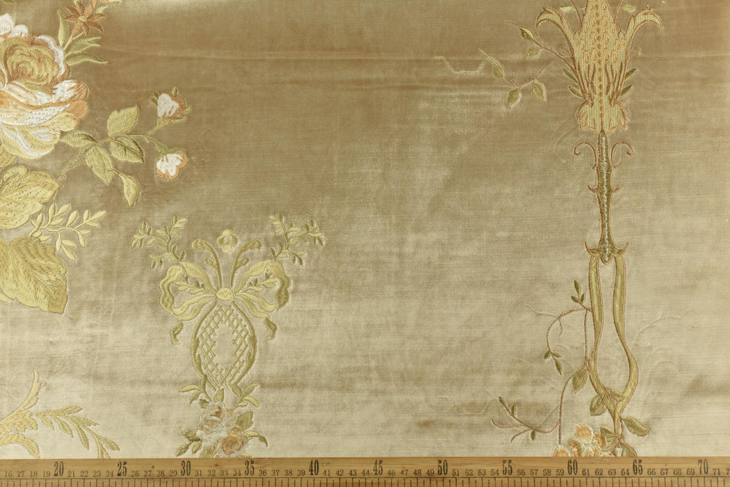 Clearance Sale!Heavy Weight Vintage Pink Cream Purple Rose Floral Embroidered Cut Velvet Upholstery Fabric|Luxury Fabric For Furniture
