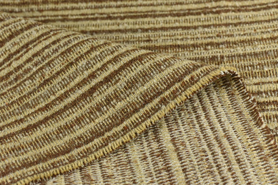Designer High End Heavy Weight Cotton Blend Striped Boucle Upholstery Fabric|Textured Fabric For Chair Sofa|Brown Yellow Chunky Fabric