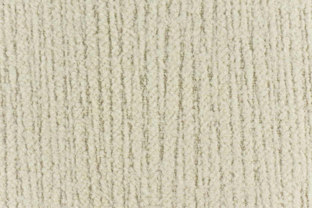 Designer Luxury Plushed Textured 100% Pure Cotton Cream White Striped Upholstery Fabric For Chair|Heavy Weight Soft Natural Fabric For Sofa