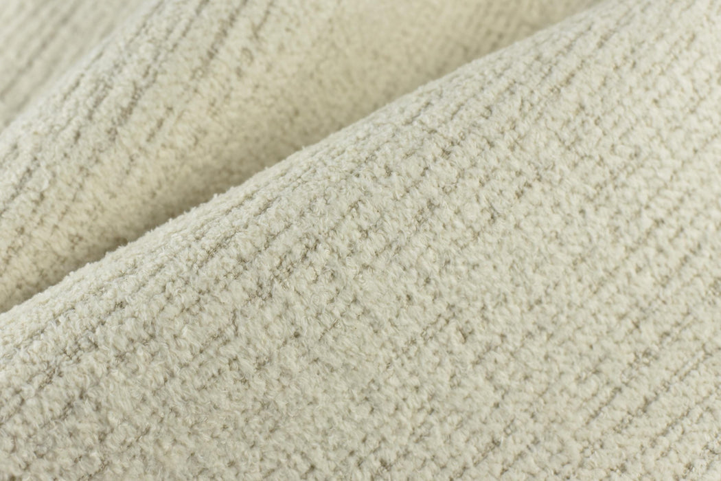 Designer Luxury Plushed Textured 100% Pure Cotton Cream White Striped Upholstery Fabric For Chair|Heavy Weight Soft Natural Fabric For Sofa