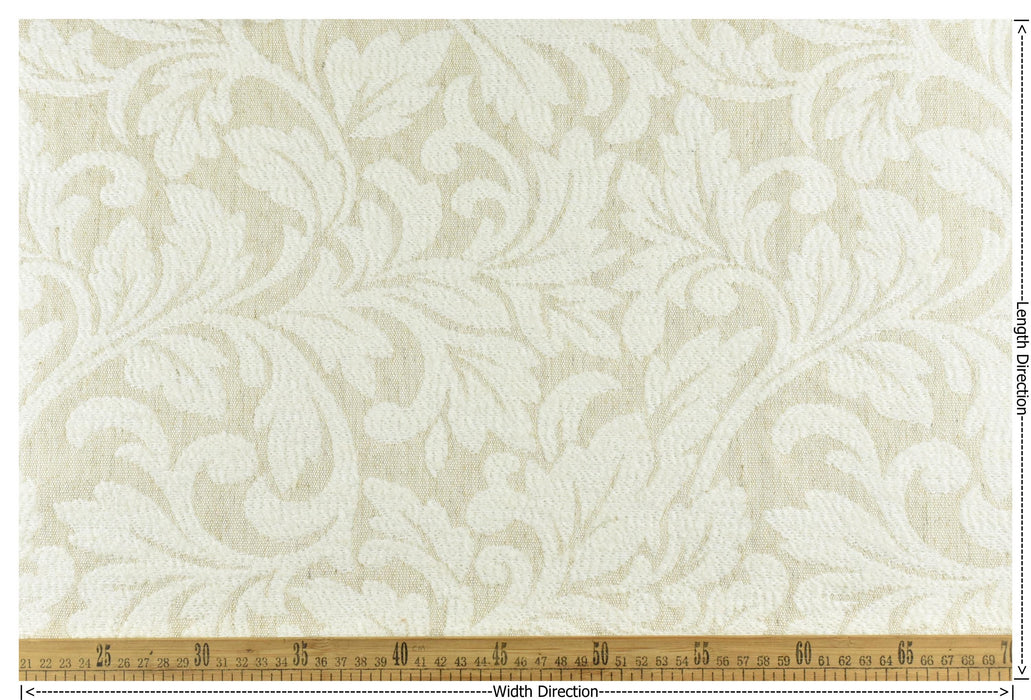 Heavy Weight Vintage Cream White Floral Jacquard Wool Linen Cotton Blend Upholstery Fabric For Chair Curtain|Home Decor Cozy Soft Fabric