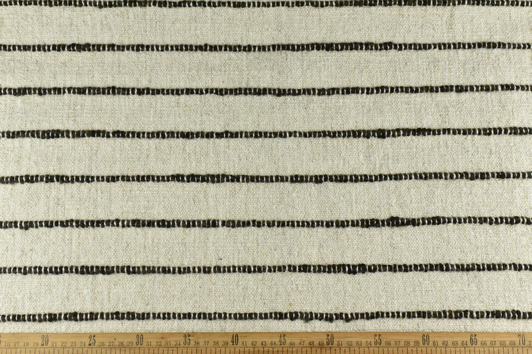 Extra Heavy Weight Cotton Linen Blend Green Striped Upholstery Fabric For Chair|Chunky Raised Strip Fabric|Durable Furniture Fabric For Sofa