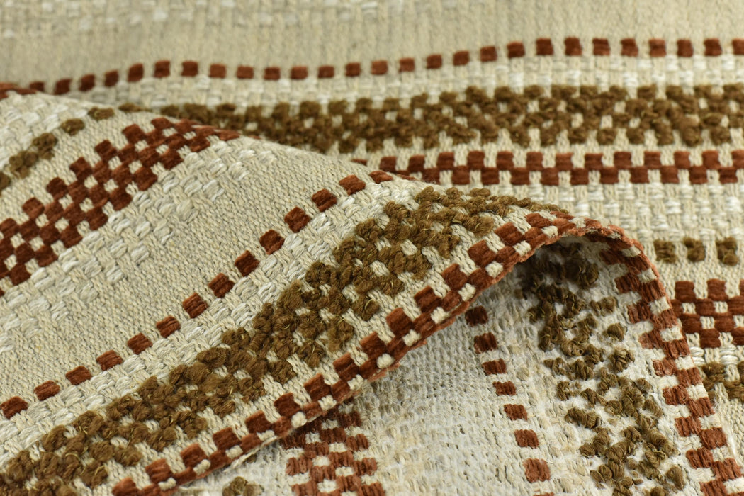 Designer High End Extra Heavy Weight Linen Blend Rust Brown Striped Upholstery Fabric For Chair|Heavy Duty Textured Furniture Fabric