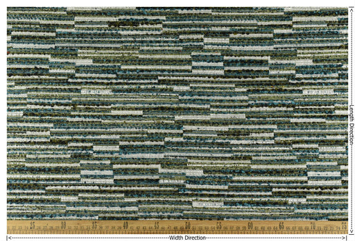 Designer High End Heavy Weight Linen Blend Blue Green Striped Boucle Upholstery Fabric For Chair|Heavy Duty Geometric Furniture Fabric