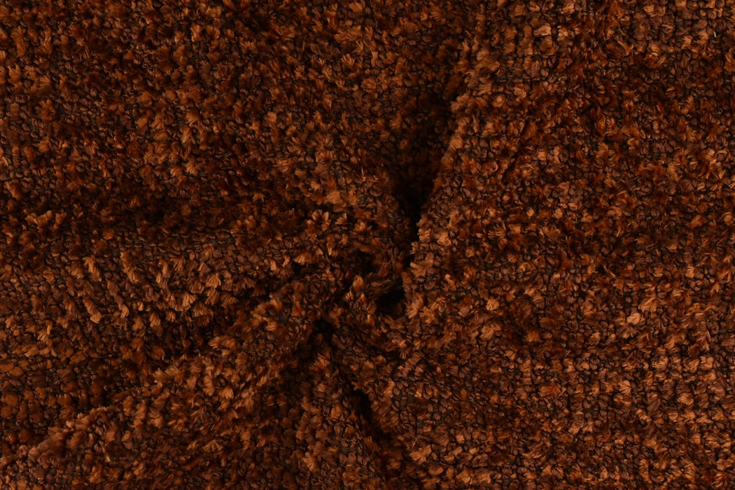Heavy Weight Rust Brown Wool Blend Upholstery Fabric|Extra Soft Plushed Textured Fabric For Chair Couch|Luxury Furniture Fabric For Sofa