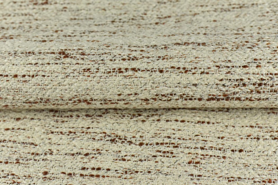 Heavy Weight Cream Rust Brown Textured Wool Blend Upholstery Fabric|Coarse Woven Fabric For Chair Sofa |Luxury Furniture Fabric by the Yard