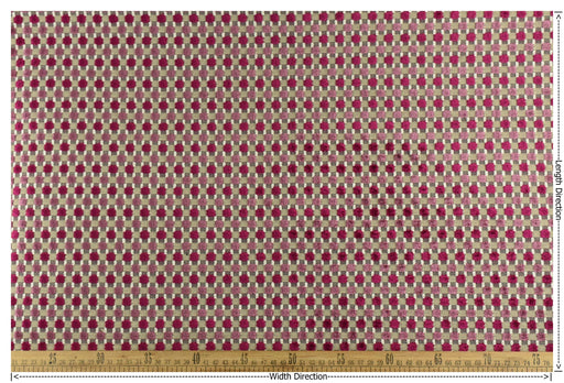 Heavy Weight Raised Square Dot Geometric Cut Velvet Upholstery Fabric For Chair|Multi-Colored Pink Checkered Velvet Fabric For Couch