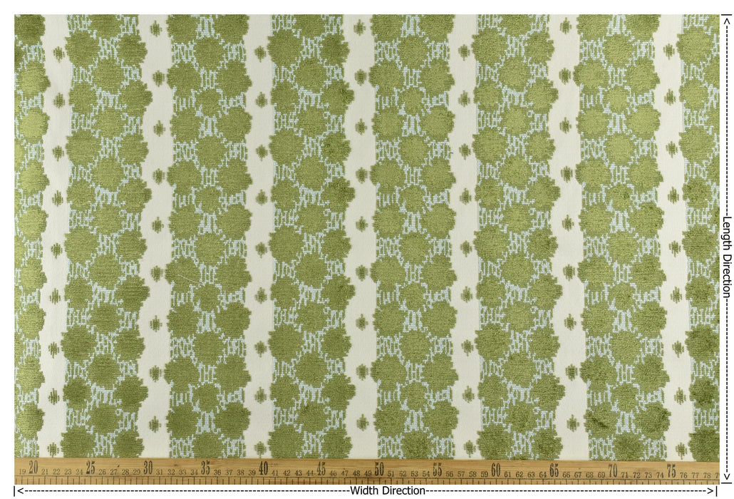 Heavy Weight Blue and Green Geometric Cut Velvet Upholstery Fabric|Luxury Abstract Raised Textured Fabric For Chair, Sofa, and Pillow Fabric