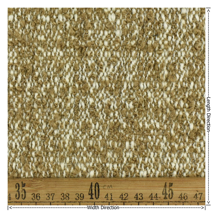 Designer Heavy Weight Wool Linen Blend Light Brown White Boucle Upholstery Fabric|Textured Fabric Chair Sofa|Unique Chunky Furniture Fabric