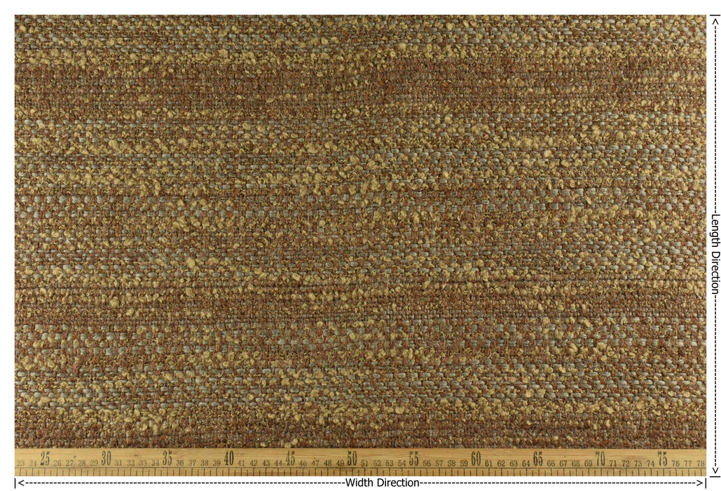 Upmarket Heavy Weight Wool Linen Cotton Blend Upholstery Fabric|Rustic Textured Weave for Chair and Sofa|Brown Mustard Yellow Chunky Fabric