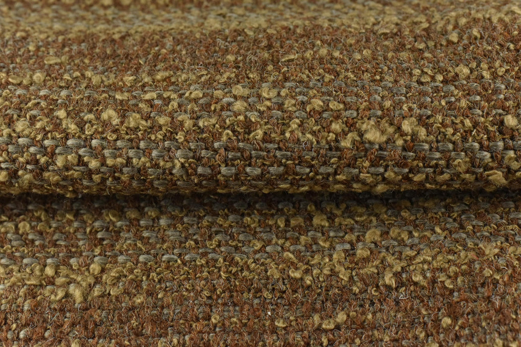Upmarket Heavy Weight Wool Linen Cotton Blend Upholstery Fabric|Rustic Textured Weave for Chair and Sofa|Brown Mustard Yellow Chunky Fabric