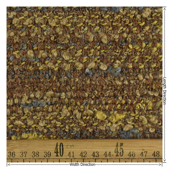Heavyweight Wool Linen Blend Brown Light Gold Boucle Upholstery Fabric|Textured Fabric For Chair Sofa|Unique Chunky Furniture Fabric
