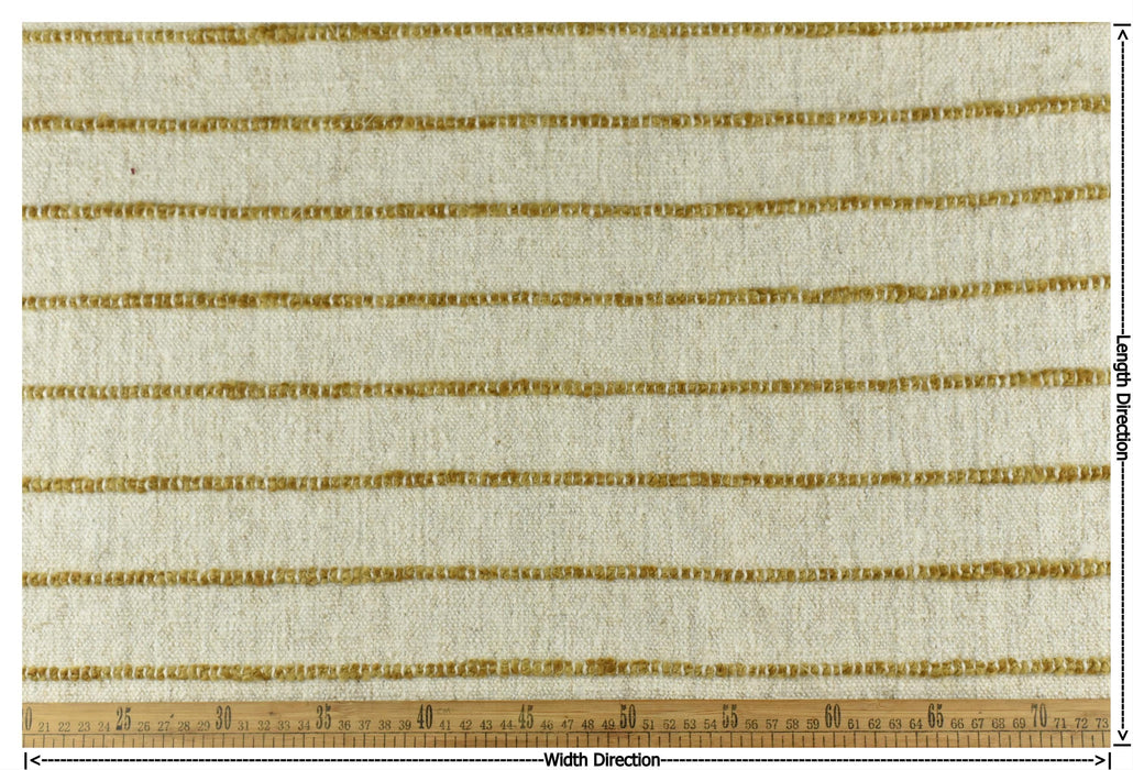 Extra Heavyweight Cotton Linen Blend Yellow Striped Upholstery Fabric For Chair|Chunky Raised Strip Fabric|Durable Furniture Fabric For Sofa