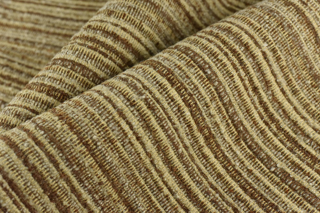 Designer High End Heavy Weight Cotton Blend Striped Boucle Upholstery Fabric|Textured Fabric For Chair Sofa|Brown Yellow Chunky Fabric
