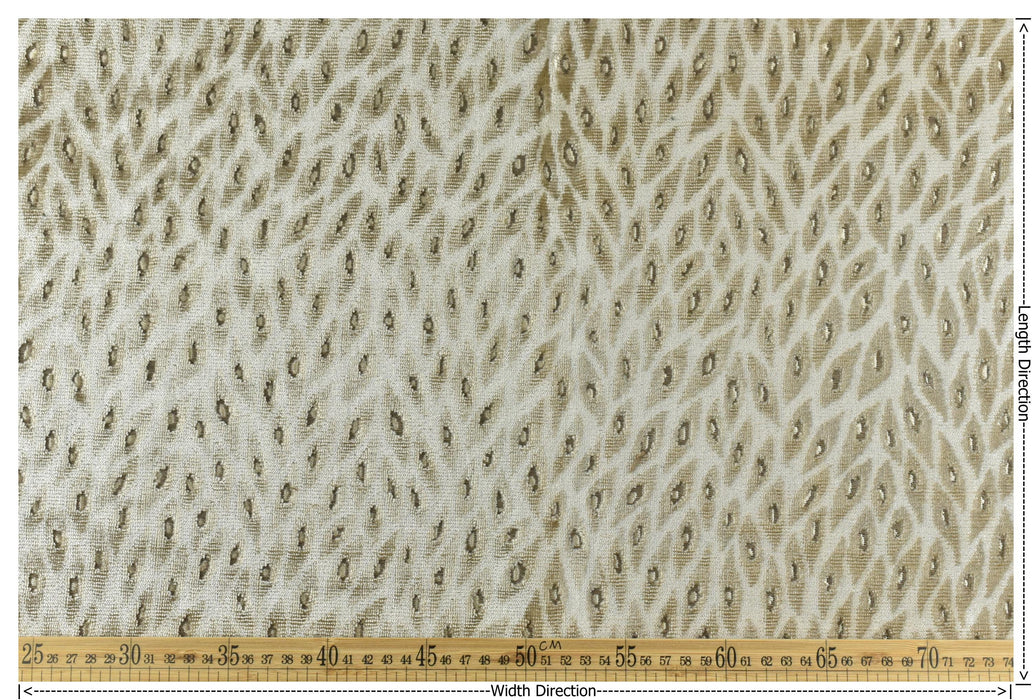 Designer Heavy Weight Cream Grey Peacock Feather Pattern Cut Velvet Upholstery Fabric For Chair|Geometric Animal Skin Fabric