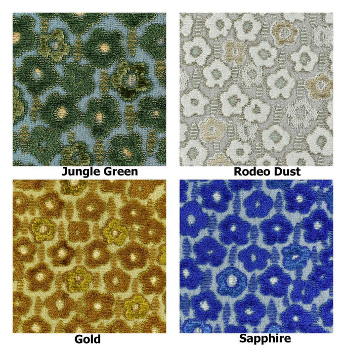 Designer Heavy Weight Blue and Green Raised Floral Cut Velvet Upholstery Fabric|Luxury Green Chartruse Furniture Fabric For Chair Couch