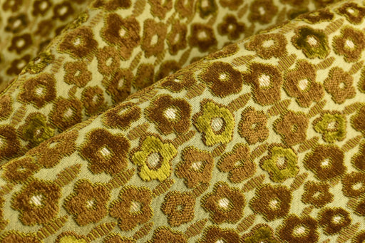 Designer Heavyweight Gold Floral Cut Velvet Upholstery Fabric|Soft Hand Durable Luxury Fabric|Vintage Floral Furniture Fabric for Chair