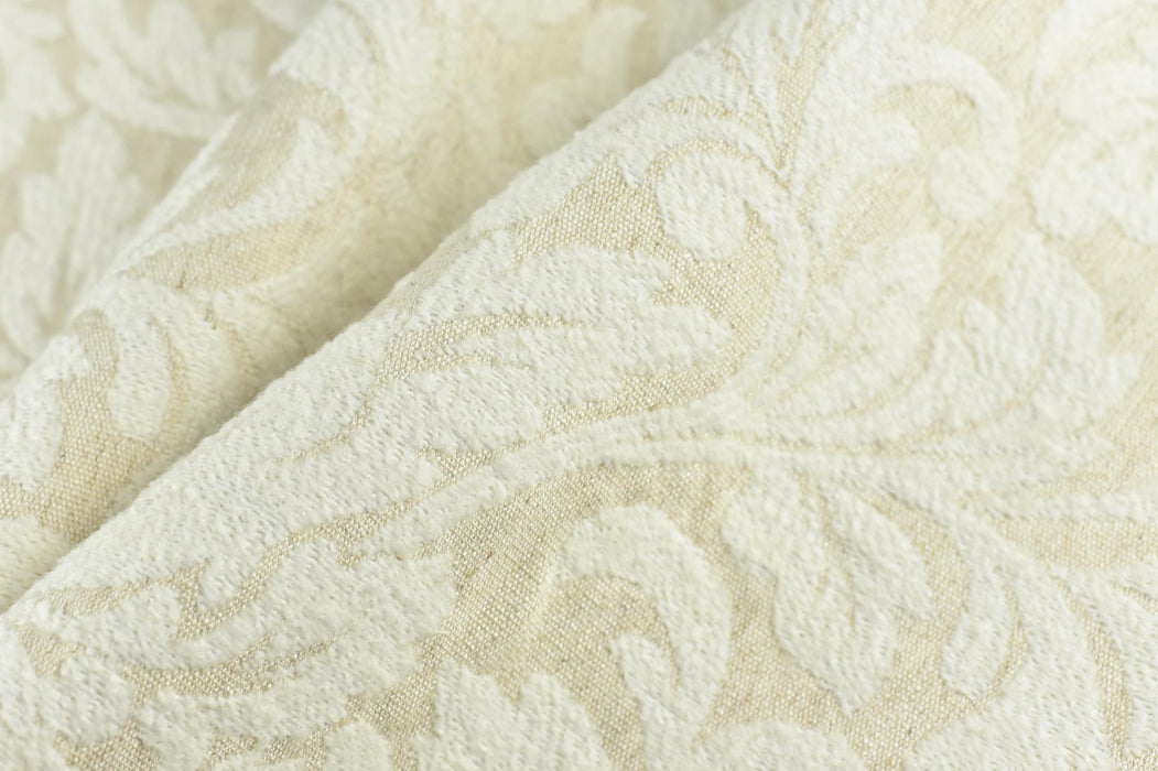 Heavy Weight Vintage Cream White Floral Jacquard Wool Linen Cotton Blend Upholstery Fabric For Chair Curtain|Home Decor Cozy Soft Fabric