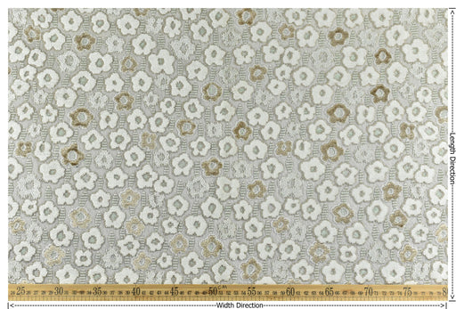 Heavy Weight Cream Tan Green Floral Cut Velvet Upholstery Fabric|Soft Hand Durable Luxury Fabric|Vintage Floral Furniture Fabric for Chair