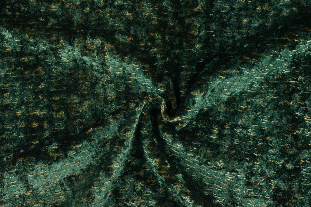 Heavyweight Emerald Green Gold Geometric Cut Velvet Upholstery Fabric|Funky Fabric For Furniture Chairs|Soft Fabric For Drapery Curtain