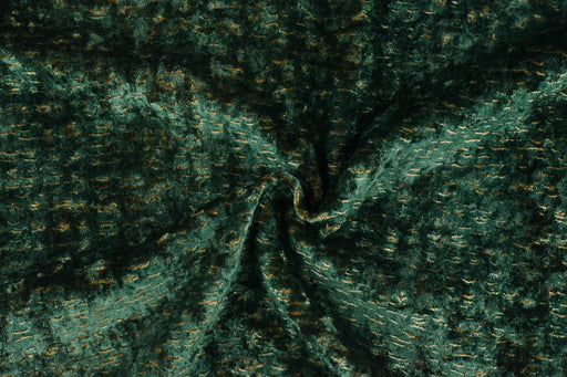 Heavyweight Emerald Green Gold Geometric Cut Velvet Upholstery Fabric|Funky Fabric For Furniture Chairs|Soft Fabric For Drapery Curtain