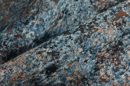 Heavy Weight Multi-Colored Blue Orange Abstract Jacquard Velvet Upholstery Fabric|Raised Cut Velvet Fabric|Luxury Furniture Fabric For Chair