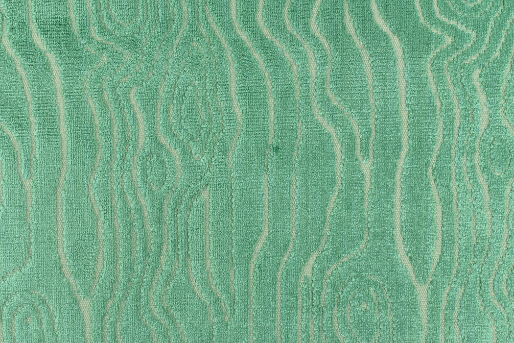 Heavy Weight Teal Green Wood Bark Textured Abstract Geometric Raised Cut Velvet Upholsetry Fabric For Chair Couch
