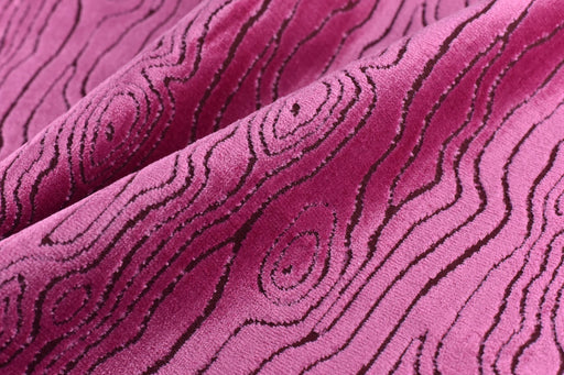 Heavy Weight Purplish Red Wood Bark Textured Abstract Geometric Raised Cut Velvet Upholsetry Fabric For Chair Couch