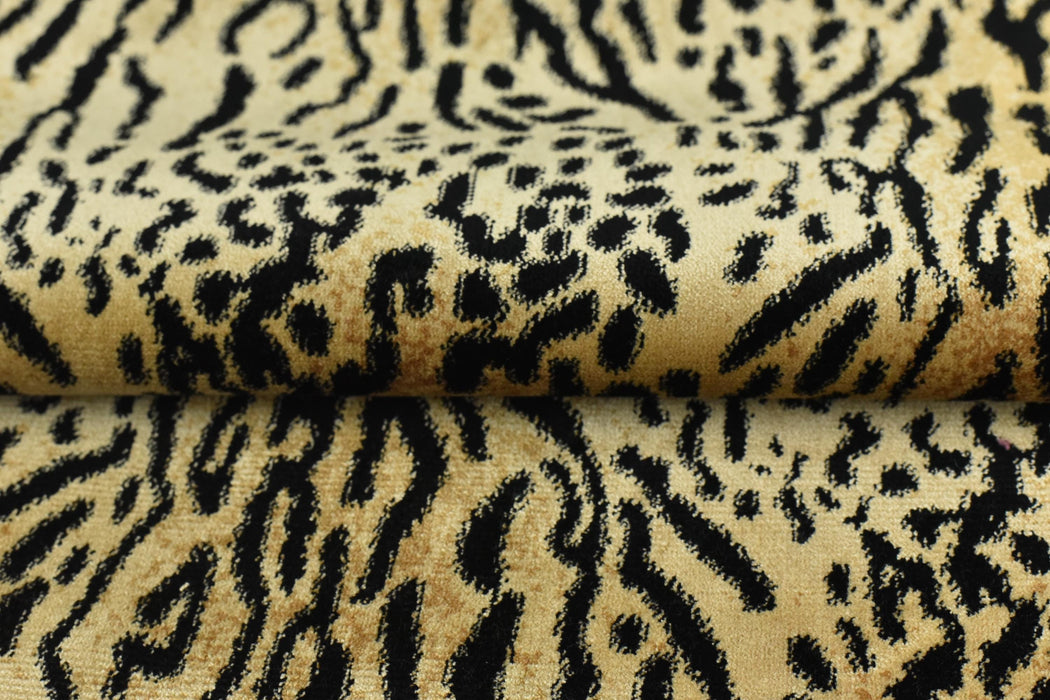 Heavy Weight Gold Black Exotic Tiger Skin Cut Velvet Upholstery Fabric For Chair|Wild Animal Abstract Geometric Furniture Upholstery Fabric