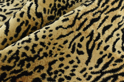 Heavy Weight Gold Black Exotic Tiger Skin Cut Velvet Upholstery Fabric For Chair|Wild Animal Abstract Geometric Furniture Upholstery Fabric