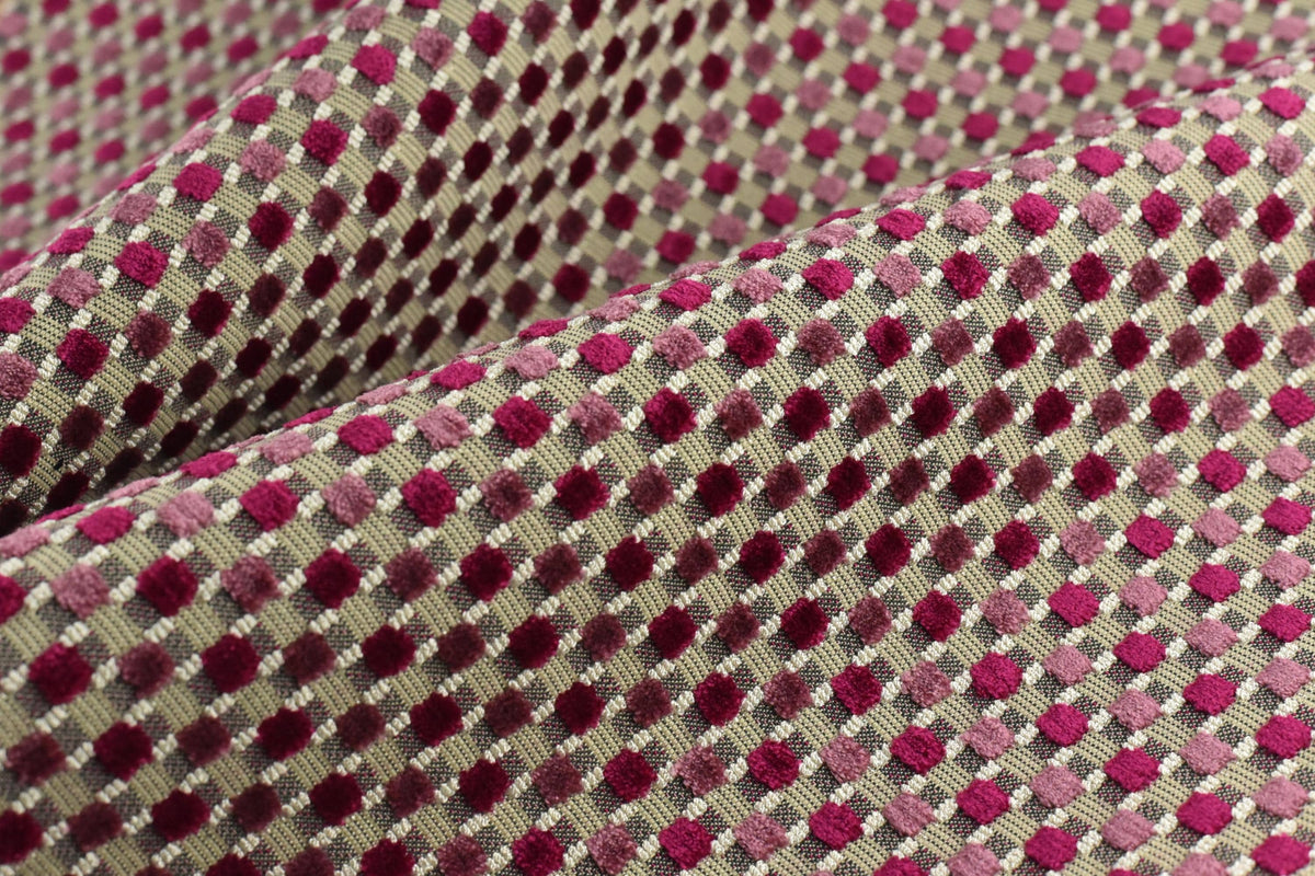 Heavy Weight Raised Square Dot Geometric Cut Velvet Upholstery Fabric ...