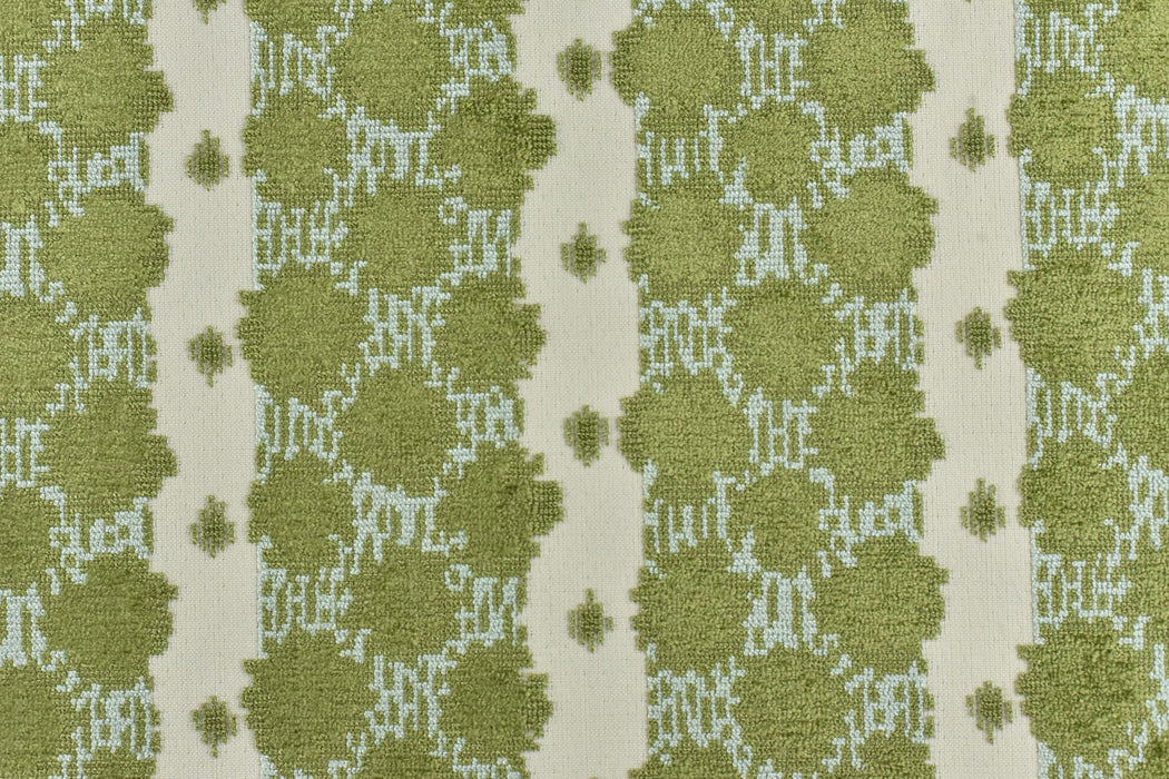 Heavy Weight Blue and Green Geometric Cut Velvet Upholstery Fabric|Luxury Abstract Raised Textured Fabric For Chair, Sofa, and Pillow Fabric