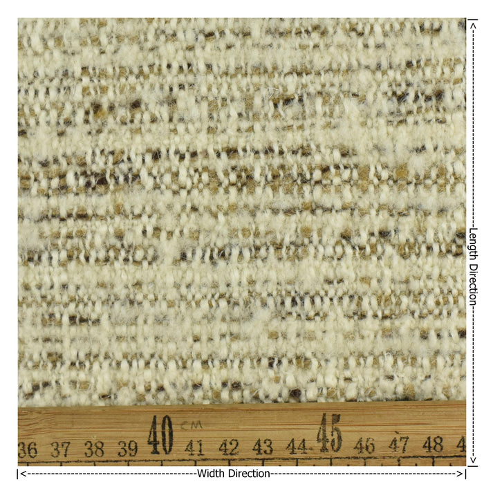 Upmarket Heavy Weight Wool Linen Blend Cream Tan Brown Boucle Upholstery Fabric|Textured Fabric Chair Sofa|Unique Chunky Furniture Fabric