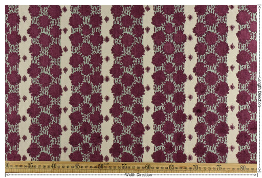 Heavy Weight Burgundy Geometric Cut Velvet Upholstery Fabric|Luxury Abstract Raised Textured Fabric For Chair, Sofa, and Pillow Fabric