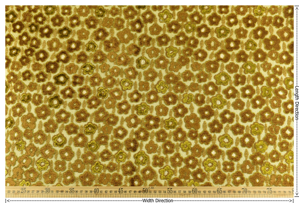 Designer Heavyweight Gold Floral Cut Velvet Upholstery Fabric|Soft Hand Durable Luxury Fabric|Vintage Floral Furniture Fabric for Chair