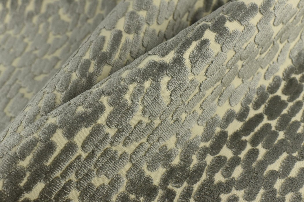 Heavy Weight Abstract Geometric Gray Raised Cut Velvet Upholsetry Fabric For Chair|Luxury Jacquard Velvet Furniture Fabric For Ottoman