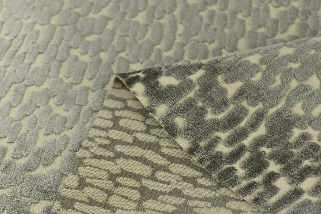 Heavy Weight Abstract Geometric Gray Raised Cut Velvet Upholsetry Fabric For Chair|Luxury Jacquard Velvet Furniture Fabric For Ottoman