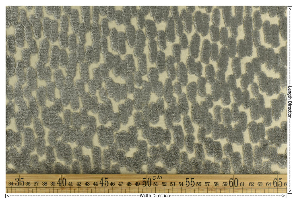 Heavy Weight Abstract Geometric Gray Raised Cut Velvet Upholsetry Fabric For Chair|Luxury Jacquard Velvet Furniture Fabric For Ottoman