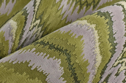 Heavy Weight Green Wavy Abstract Geometric Raised Cut Velvet Upholsetry Fabric For Chair|Luxury Large Pattern Furniture Fabric For Ottoman