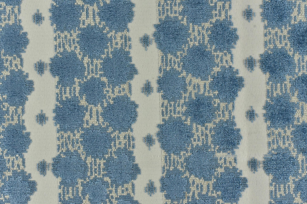 Heavy Weight Blue Geometric Cut Velvet Upholstery Fabric|Luxury Abstract Raised Textured Fabric For Chair, Sofa, and Pillow Fabric