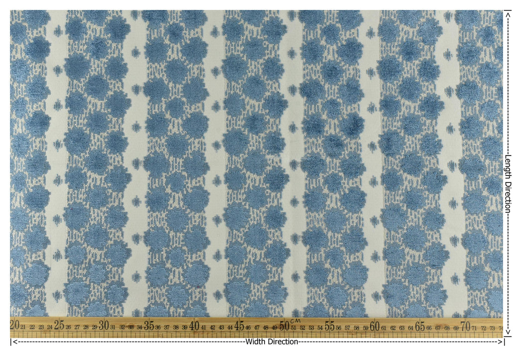 Heavy Weight Blue Geometric Cut Velvet Upholstery Fabric|Luxury Abstract Raised Textured Fabric For Chair, Sofa, and Pillow Fabric
