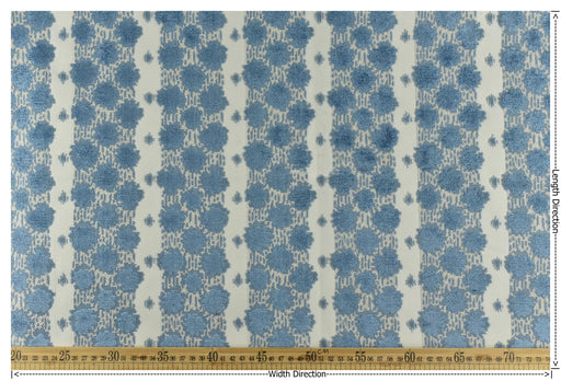 Heavy Weight Blue Geometric Cut Velvet Upholstery Fabric|Luxury Abstract Raised Textured Fabric For Chair, Sofa, and Pillow Fabric