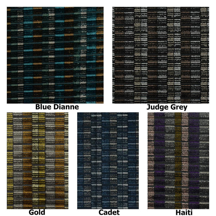 Designer Heavyweight Blue Green Gold Raised Striped Upholstery Fabric|Colorful Cut Velvet Fabric For Chair|Luxury Drapery Curtain Fabric