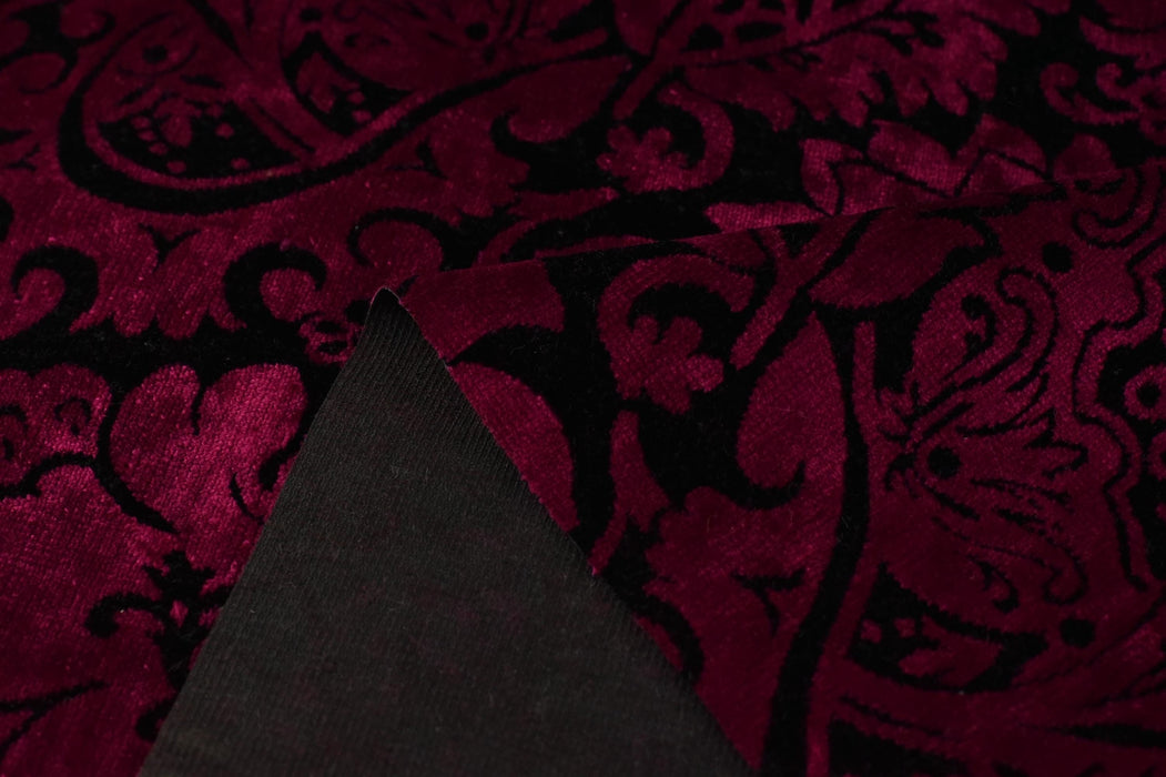 Heavy Weight Black and White Floral Cut Velvet Upholstery Fabric|Luxury Reupholstery Fabric For Chair, Sofa, and Pillow Fabric